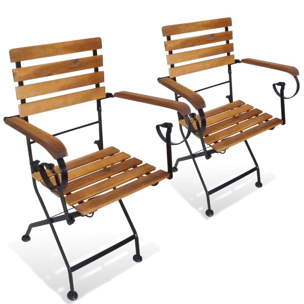 vidaXL Folding Patio Chairs 2 pcs Steel and Solid Wood Acacia. Picture 1