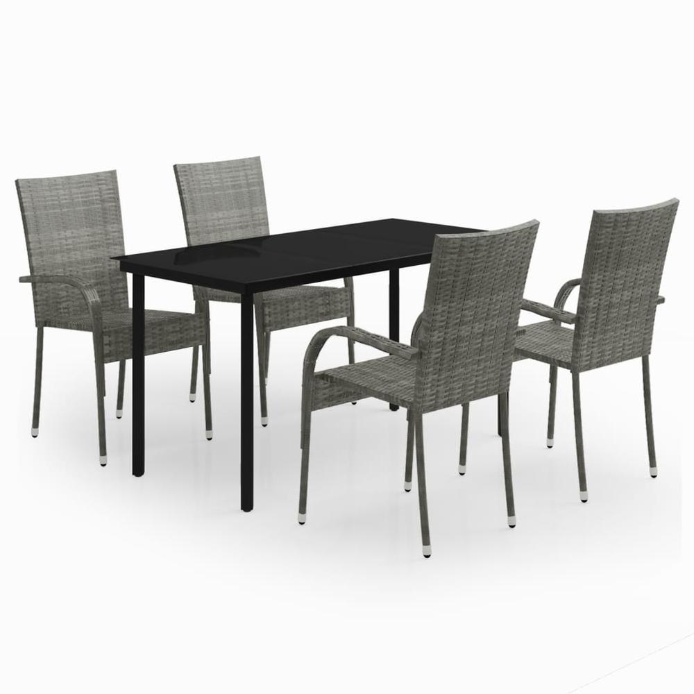 vidaXL 5 Piece Patio Dining Set Gray and Black, 3099391. Picture 2