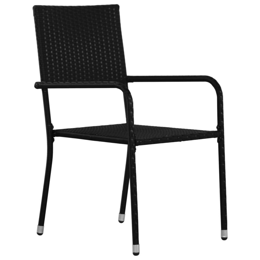 vidaXL Patio Dining Chairs 4 pcs Poly Rattan Black, 313120. Picture 3