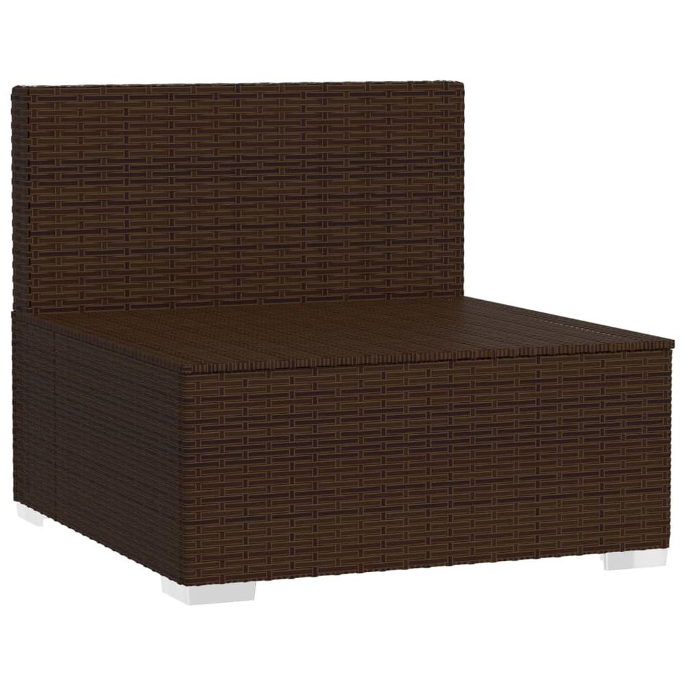 vidaXL Patio Middle Sofa with Cushions Brown Poly Rattan, 317559. Picture 3