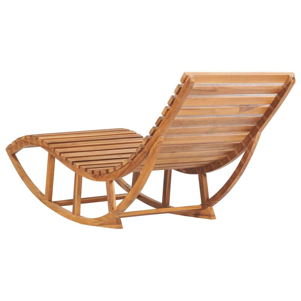 vidaXL Rocking Sun Lounger with Cushion Solid Teak Wood, 3063339. Picture 3