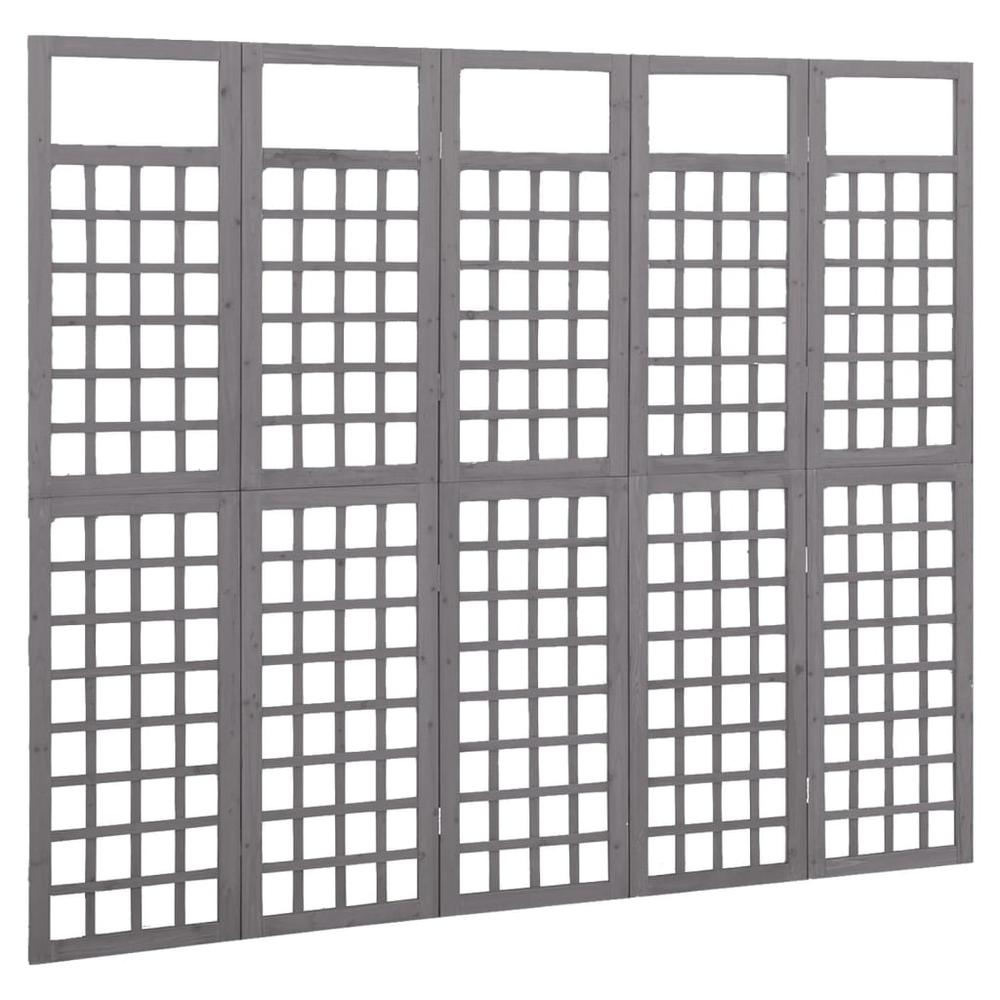 vidaXL 5-Panel Room Divider/Trellis Solid Fir Wood Gray 79.3"x70.9". Picture 3