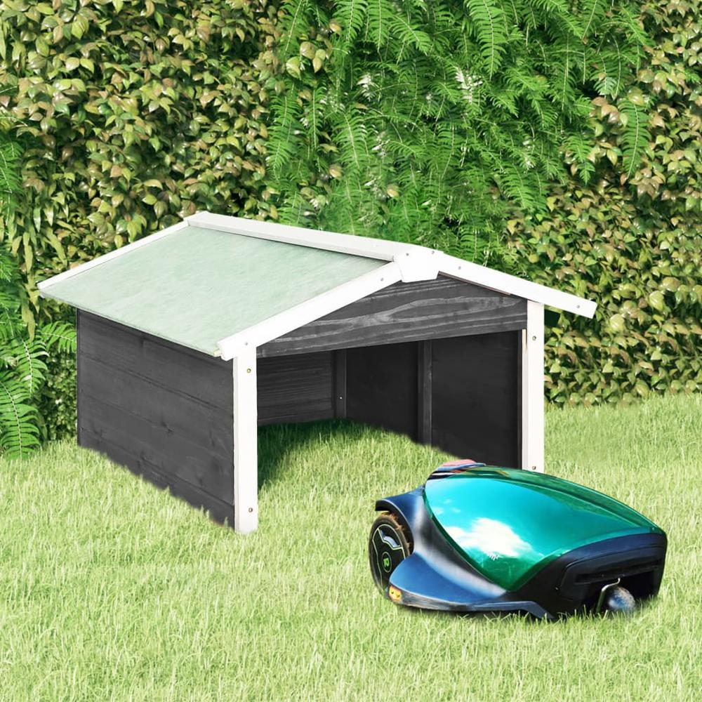 vidaXL Robotic Lawn Mower Garage 28.3"x34.3"x19.7" Gray and White Firwood. Picture 1