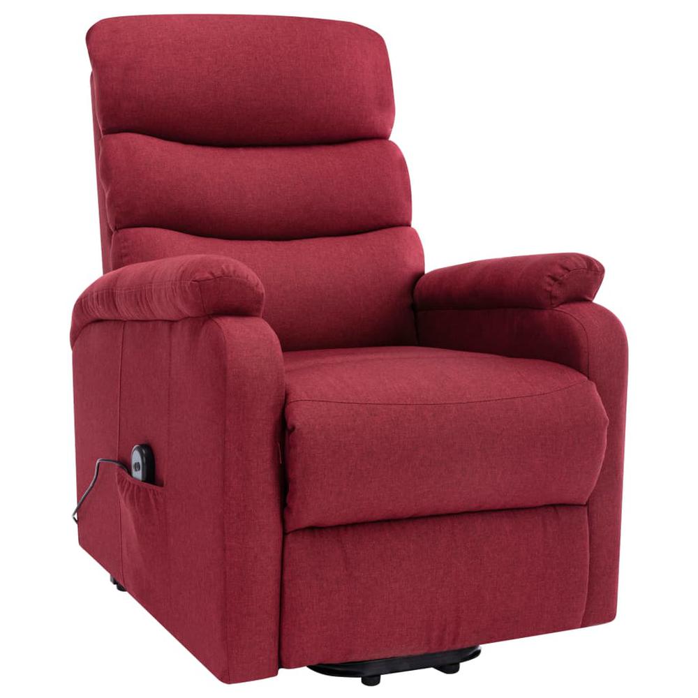 vidaXL Stand-up Massage Recliner Wine Red Fabric. Picture 2
