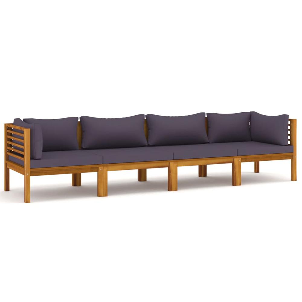 vidaXL 4-Seater Patio Sofa with Cushion Solid Acacia Wood, 3086901. Picture 2
