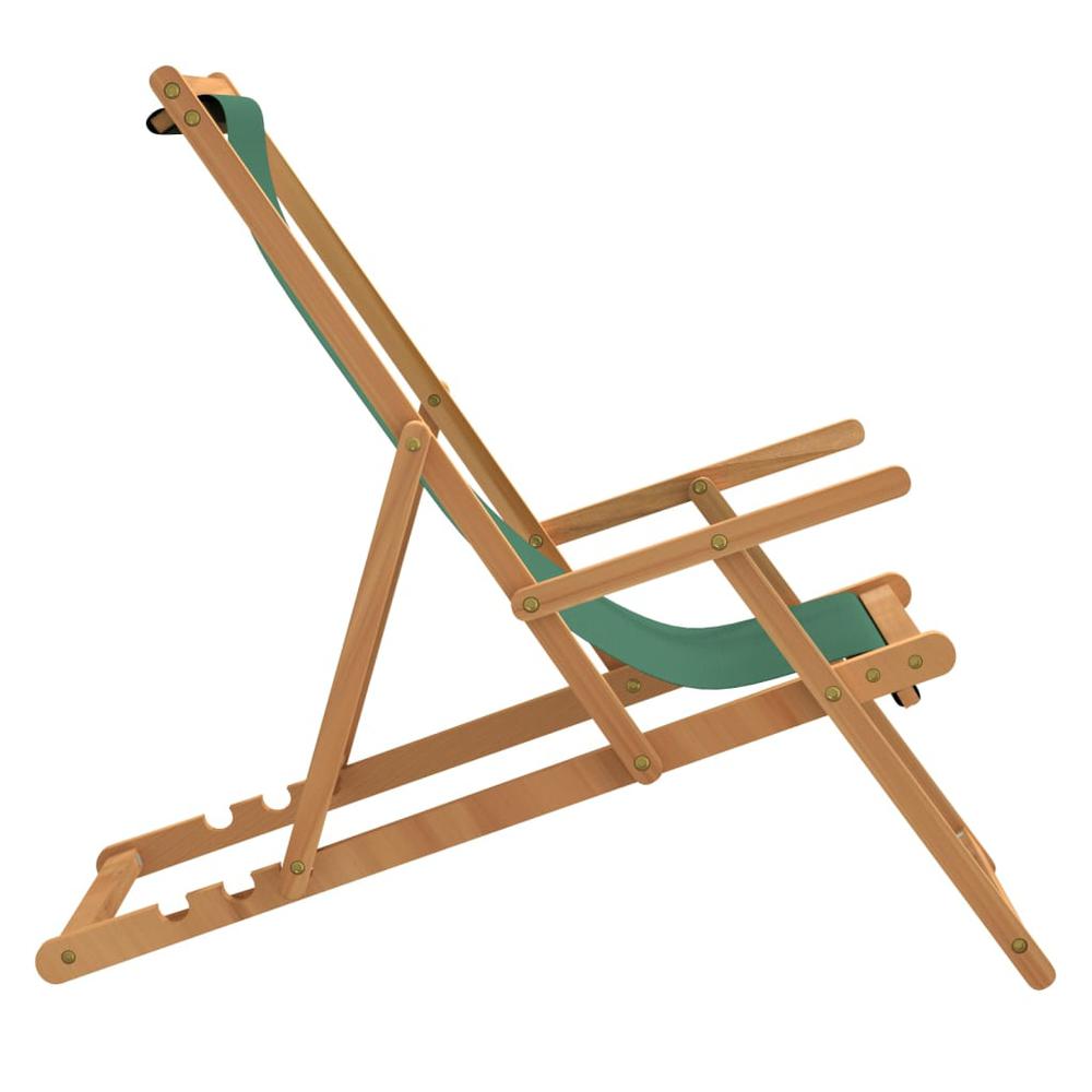 vidaXL Folding Beach Chair Solid Wood Teak Green. Picture 3