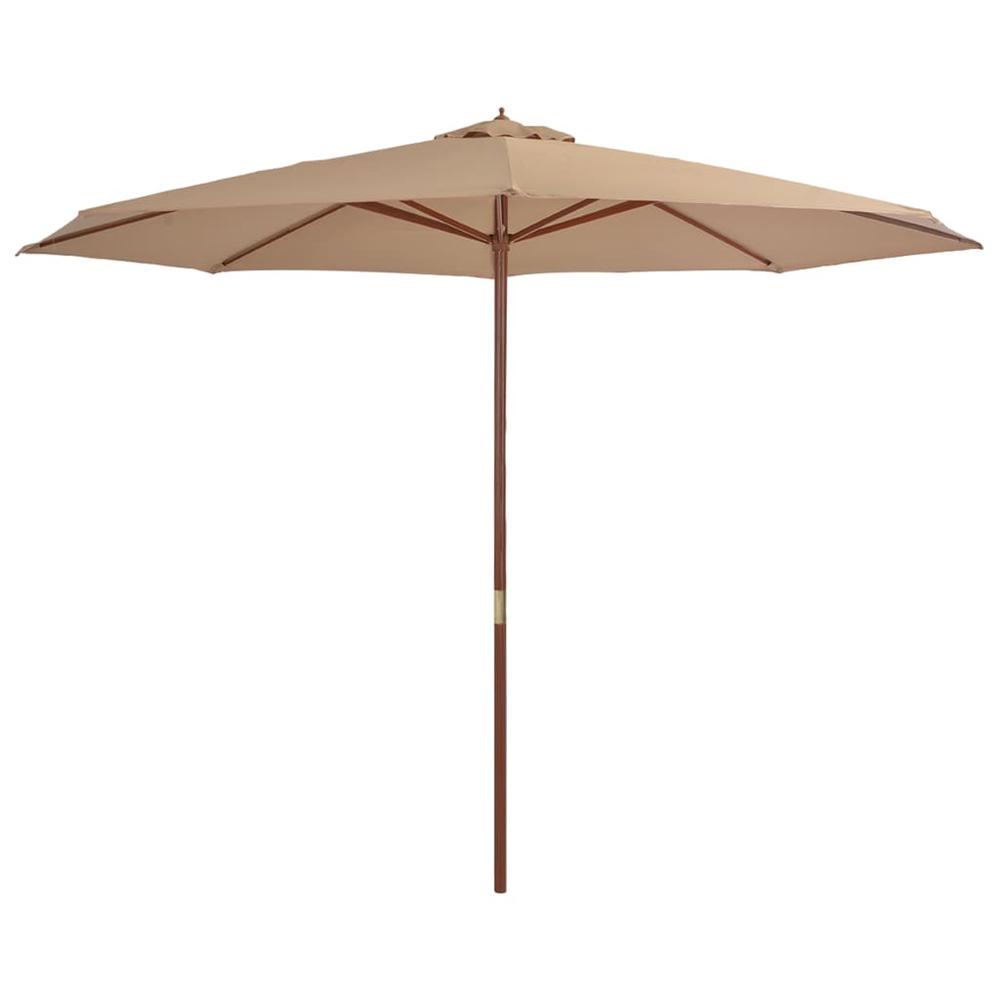 vidaXL Outdoor Parasol with Wooden Pole 137.8" Taupe. Picture 1