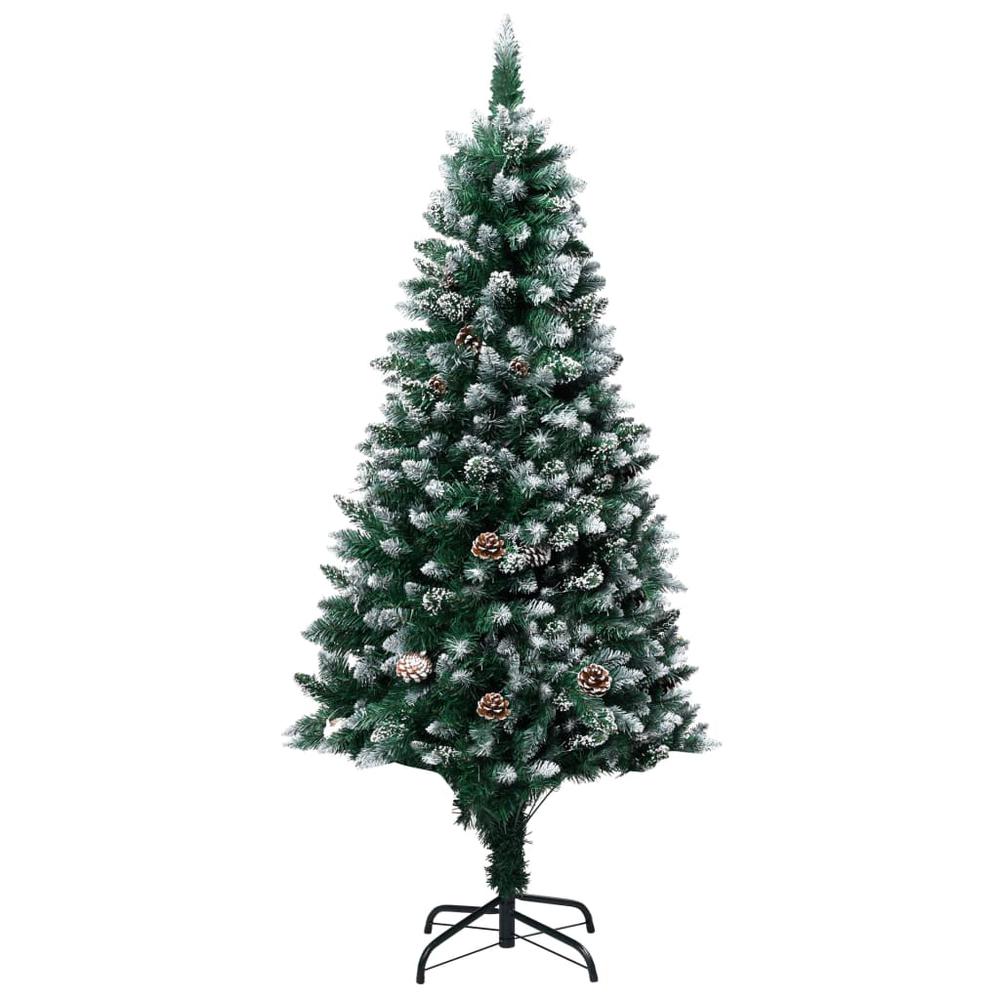 vidaXL Artificial Christmas Tree LEDs&Pine Cones&White Snow 82.7". Picture 2