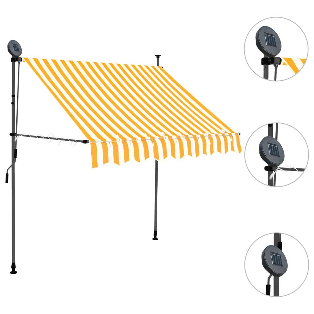 vidaXL Manual Retractable Awning with LED 78.7" White and Orange. Picture 3
