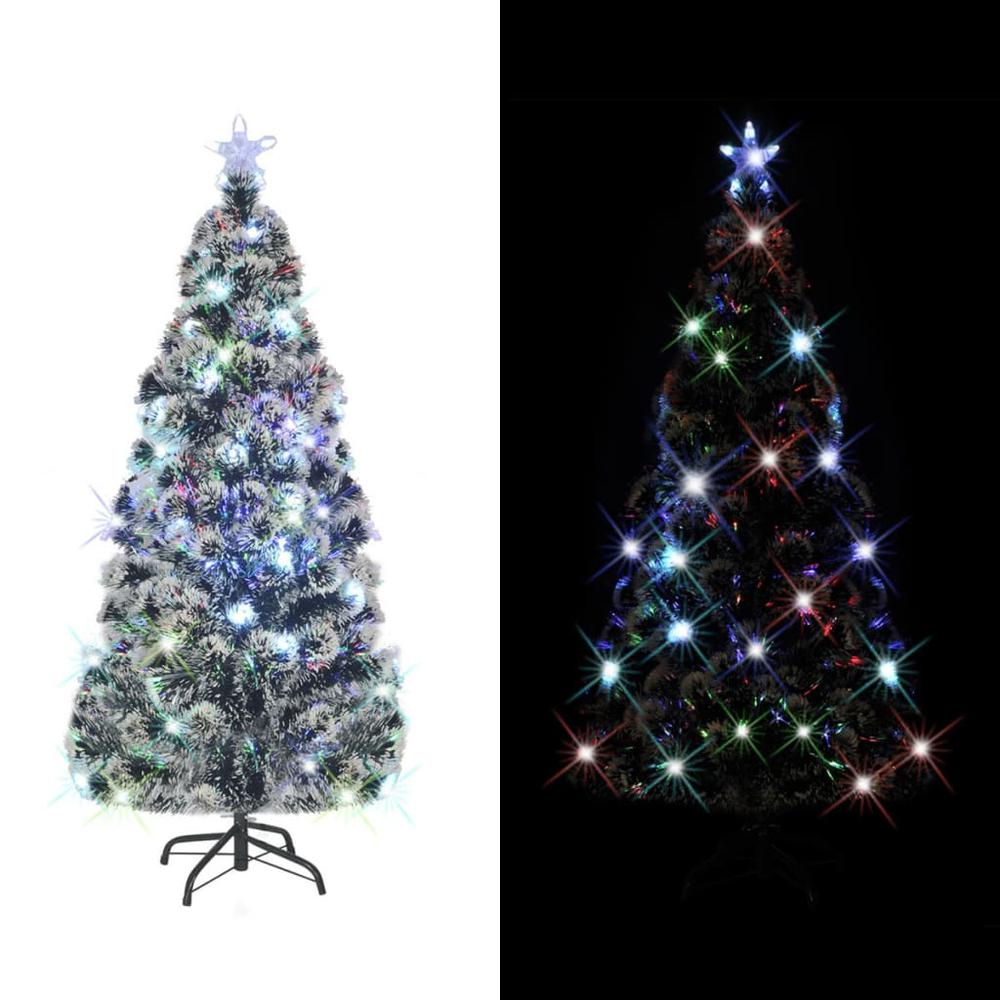 vidaXL Christmas Tree with LEDs Green and White 59.1" Fiber Optic. Picture 1