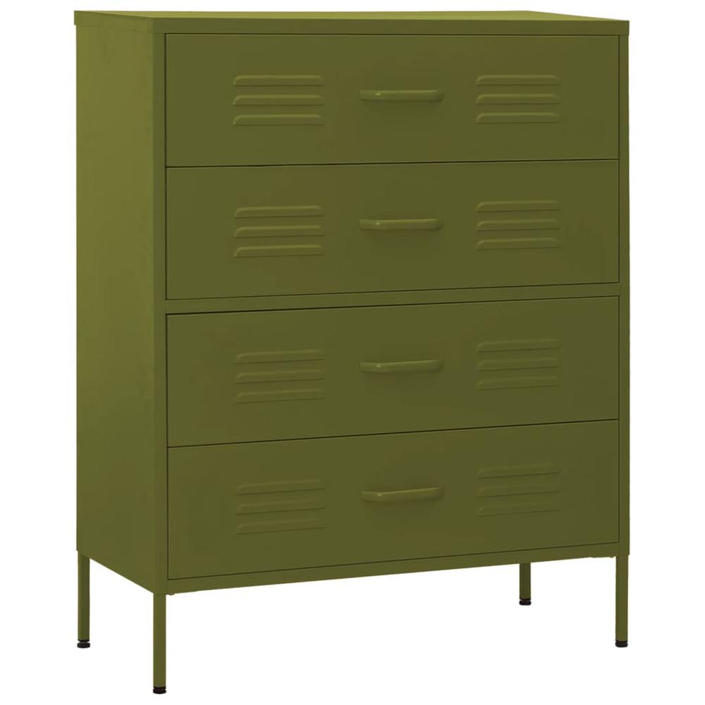 vidaXL Chest of Drawers Olive Green 31.5"x13.8"x40" Steel. Picture 2