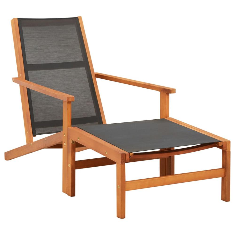 vidaXL Patio Chair with Footrest Solid Eucalyptus Wood and Textilene, 316127. Picture 1