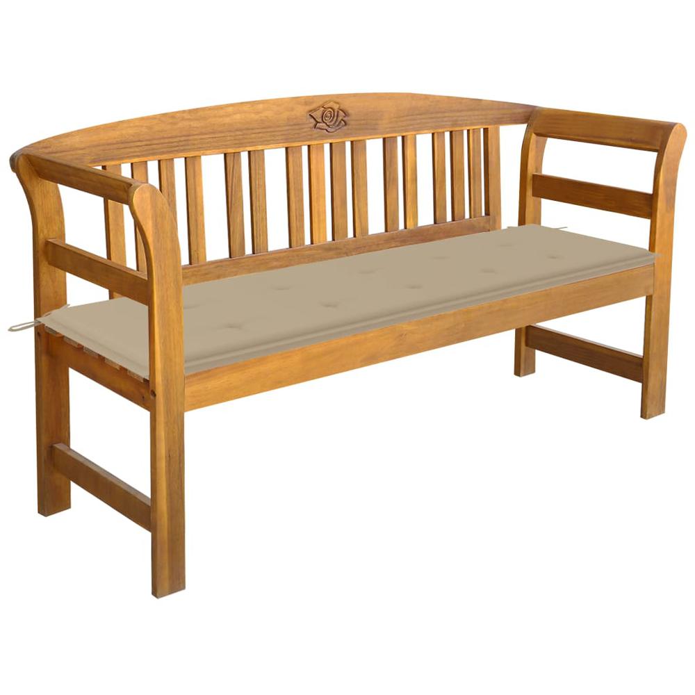 vidaXL Patio Bench with Cushion 61.8" Solid Acacia Wood, 3064269. Picture 1