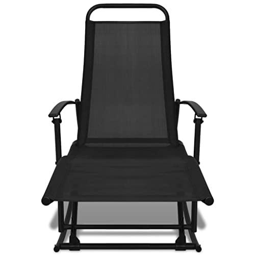 vidaXL Garden Rocking Chair Steel and Textilene Black, 42158. Picture 3