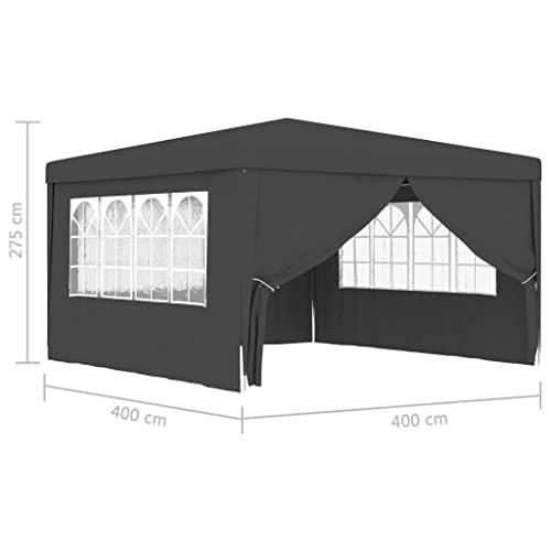 vidaXL Professional Party Tent with Side Walls 13.1'x13.1' Anthracite 90 g/mÂ², 48535. Picture 4