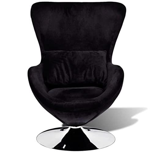 vidaXL Armchair with Egg Shape Black, 241178. Picture 2