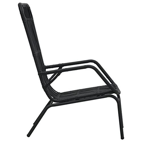 vidaXL Garden Chair Poly Rattan Black, 48581. Picture 4