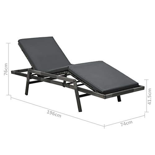 vidaXL Sun Lounger with Cushion Poly Rattan Gray, 48147. Picture 9