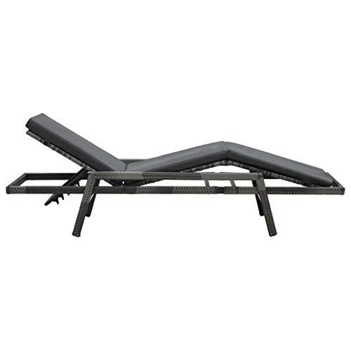 vidaXL Sun Lounger with Cushion Poly Rattan Gray, 48147. Picture 5