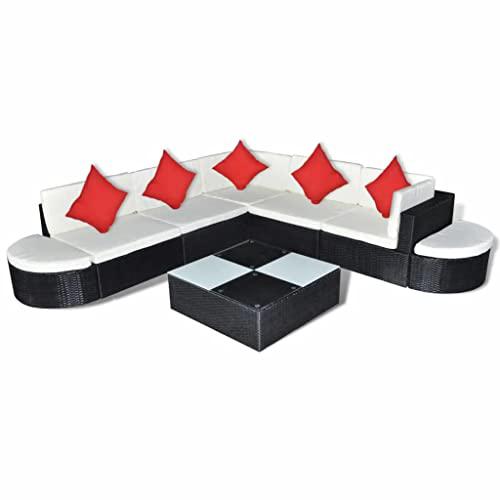vidaXL 8 Piece Garden Lounge Set with Cushions Poly Rattan Brown, 42096. Picture 1