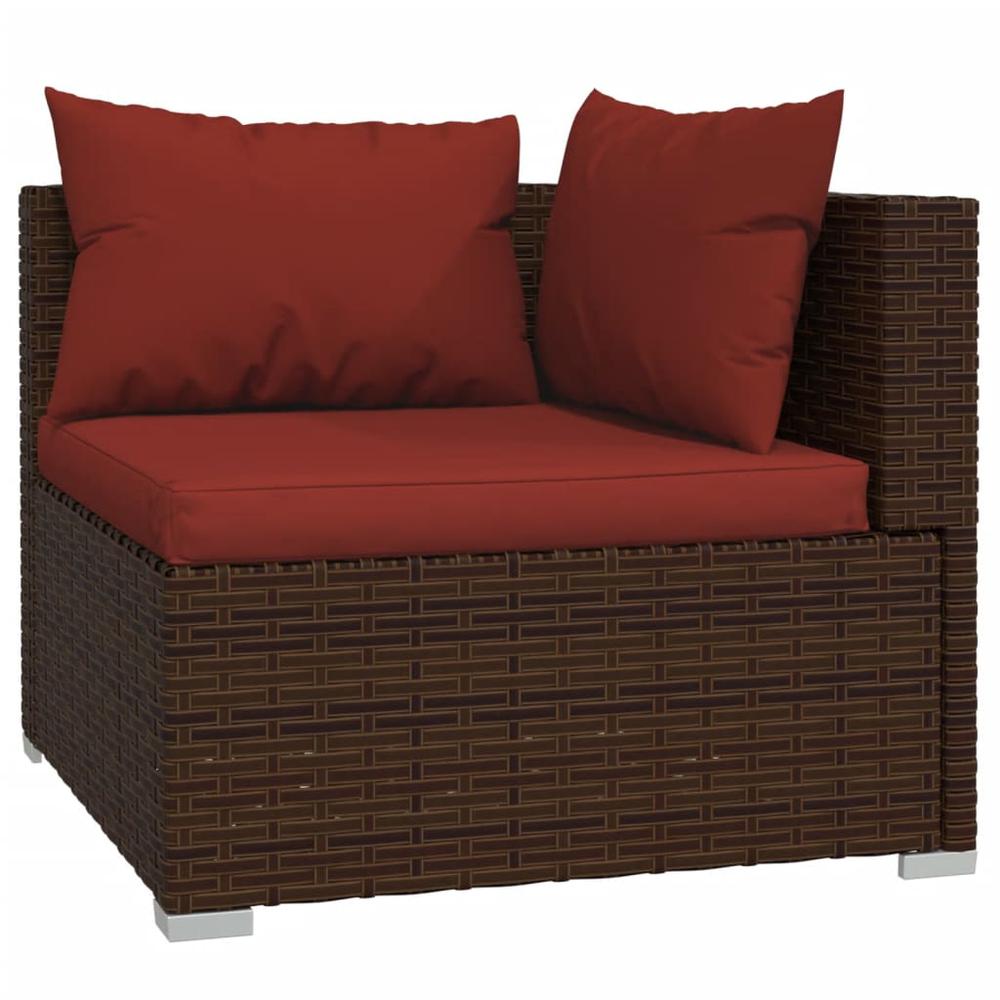 vidaXL 8 Piece Patio Lounge Set with Cushions Poly Rattan Brown, 3102755. Picture 3