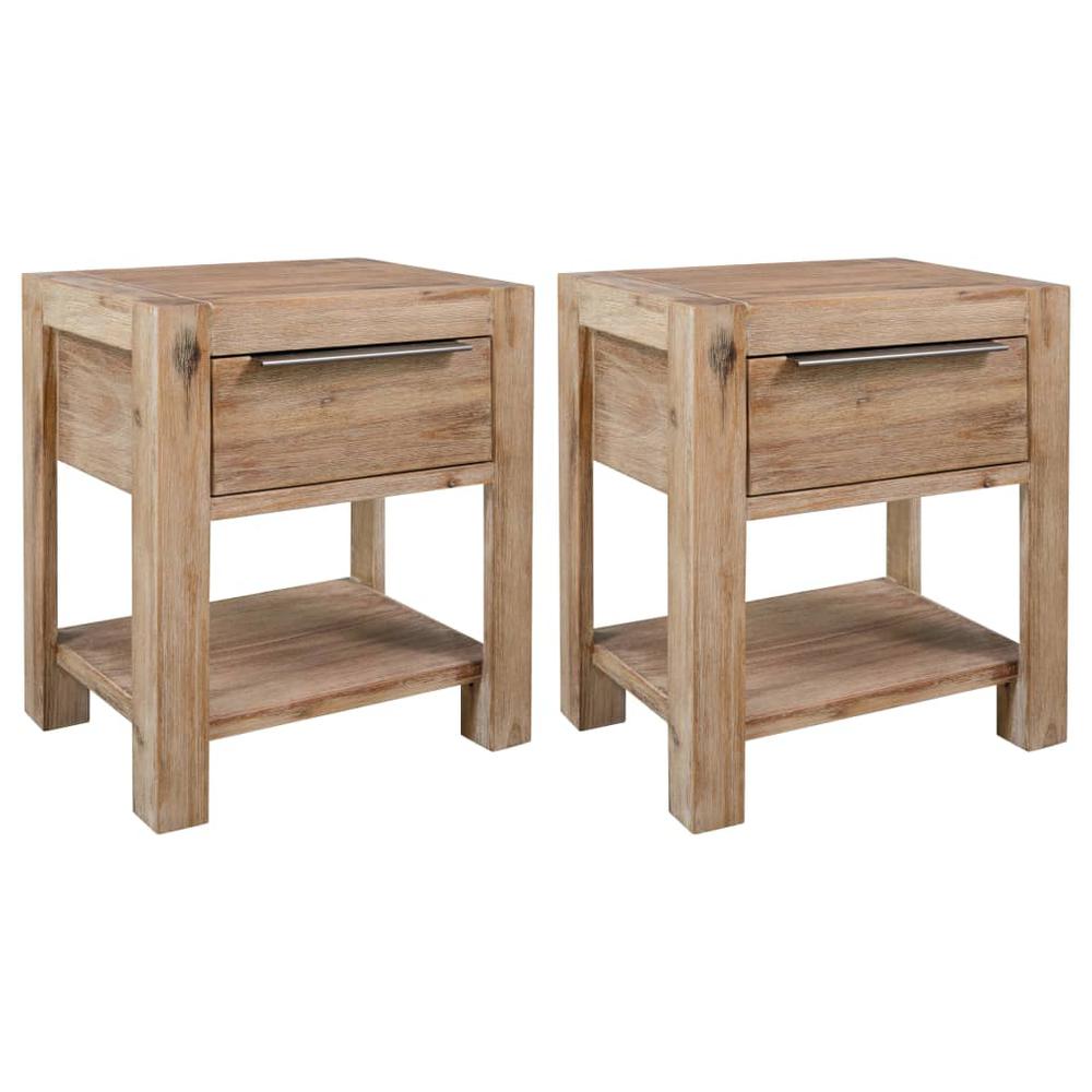 vidaXL Nightstands with Drawers 2 pcs 15.7"x11.8"x18.9" Solid Acacia Wood. Picture 1