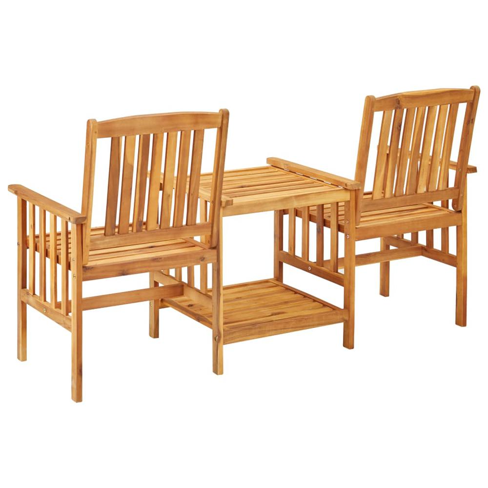 vidaXL Patio Chairs with Tea Table and Cushions Solid Acacia Wood, 3061283. Picture 4