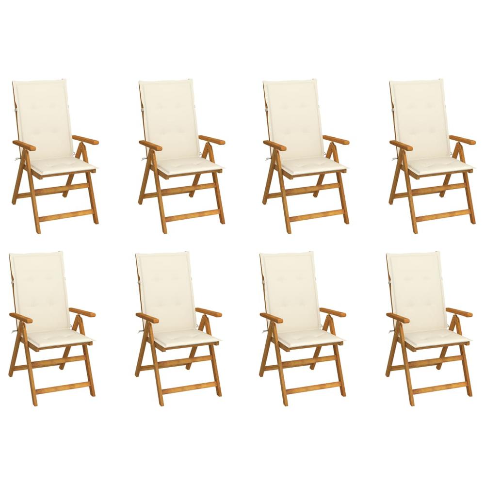 vidaXL Folding Patio Chairs with Cushions 8 pcs Solid Acacia Wood, 3075056. Picture 1