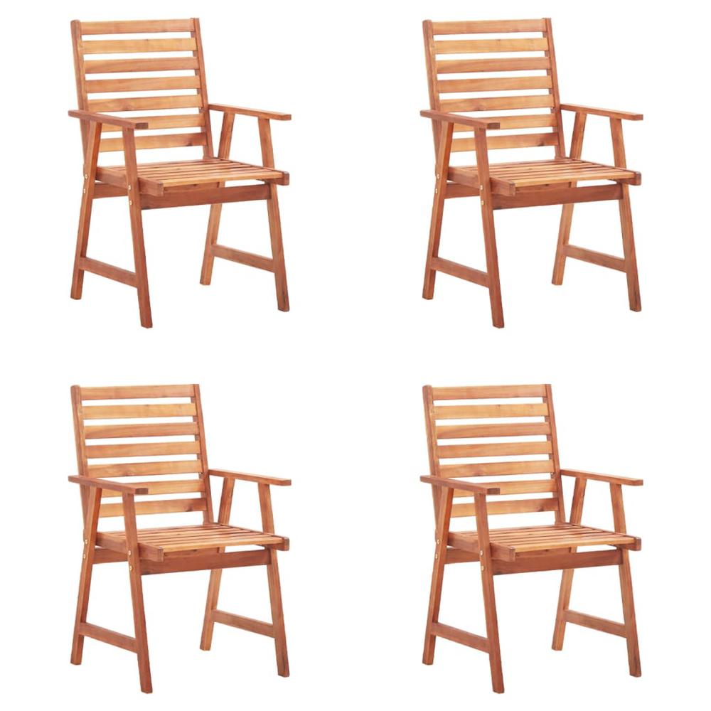 vidaXL Patio Dining Chairs 4 pcs with Cushions Solid Acacia Wood, 3078339. Picture 2