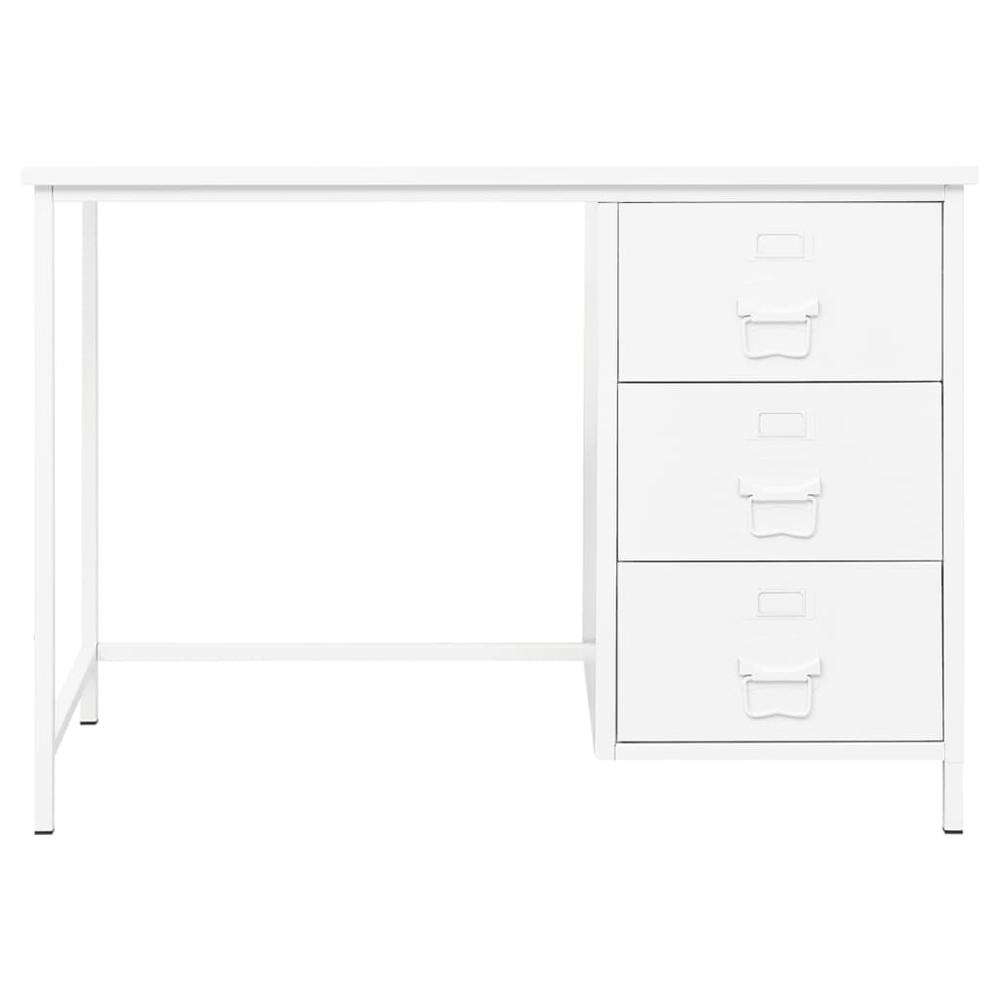 vidaXL Industrial Desk with Drawers White 41.3"x20.5"x29.5" Steel. Picture 2