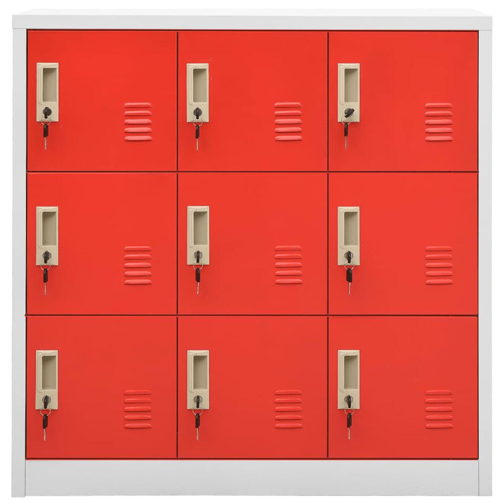 vidaXL Locker Cabinet Light Gray and Red 35.4"x17.7"x36.4" Steel, 336442. Picture 2