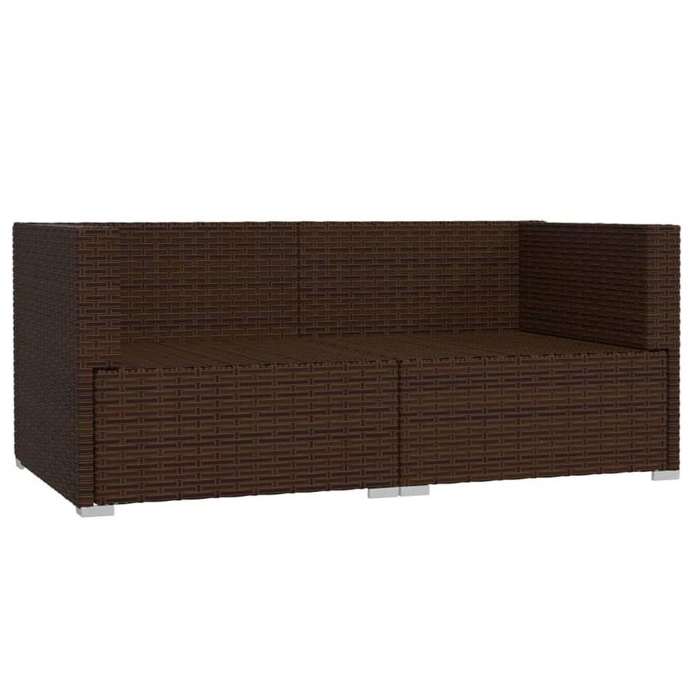 vidaXL 2-Seater Sofa with Cushions Brown Poly Rattan, 317542. Picture 4