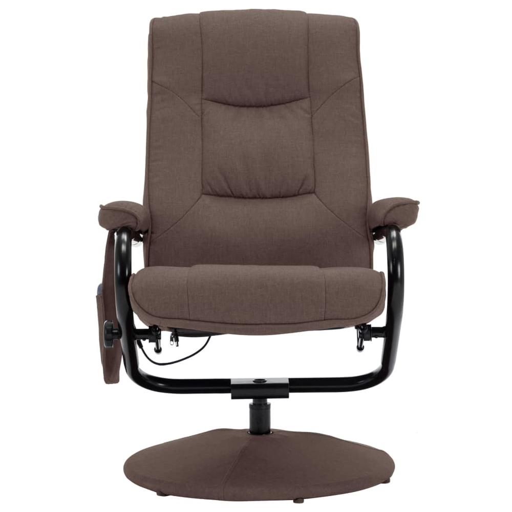 vidaXL Massage Recliner with Footrest Brown Fabric. Picture 4