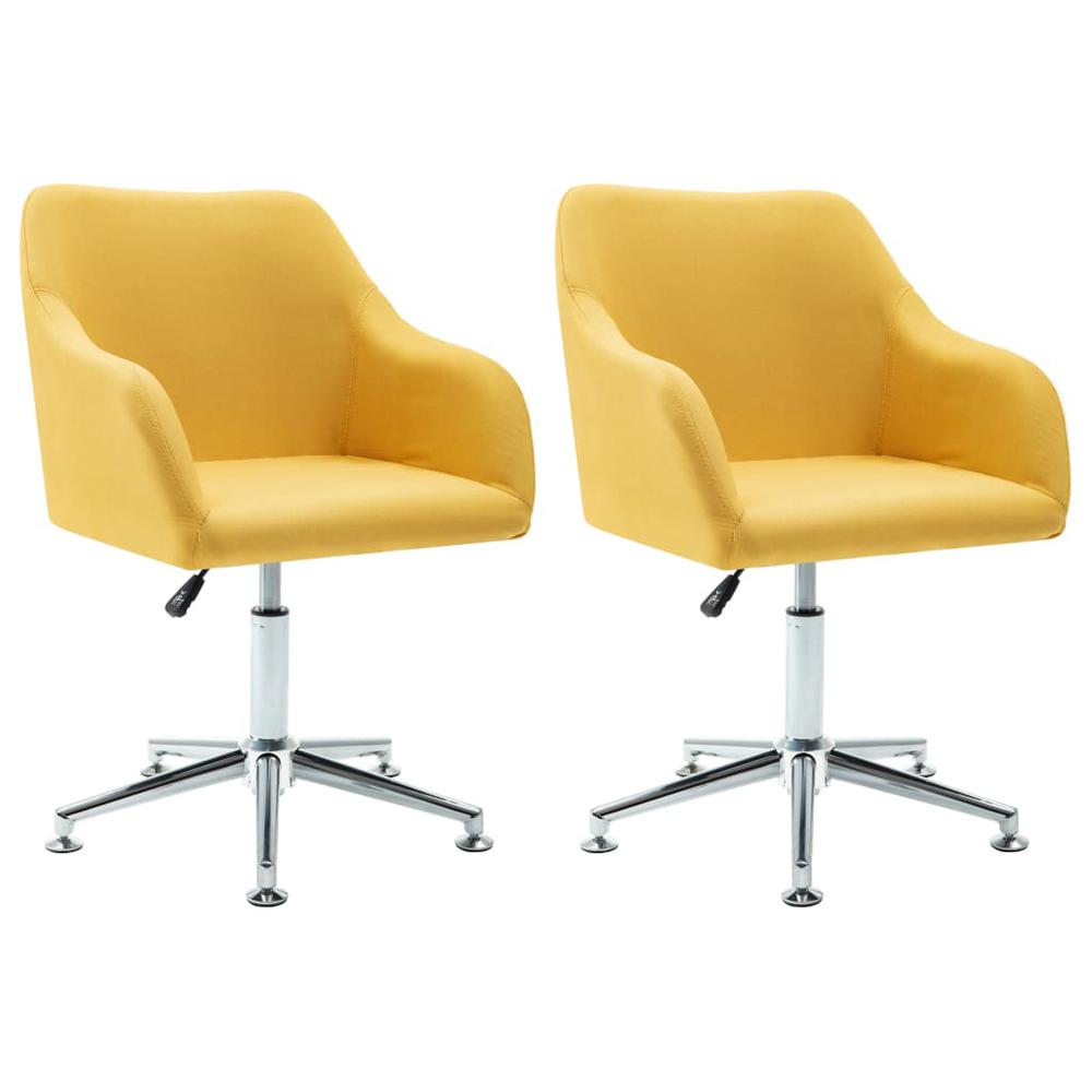 vidaXL Swivel Dining Chairs 2 pcs Yellow Fabric. Picture 1