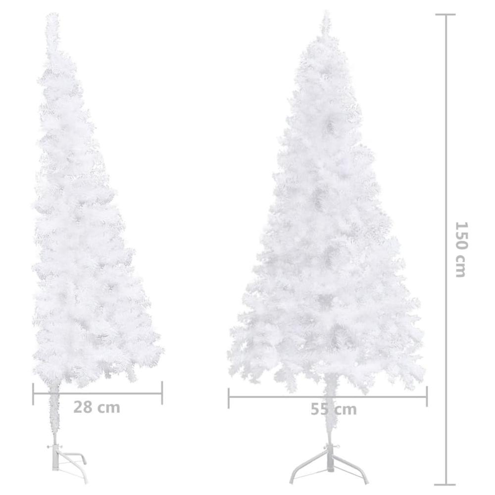 vidaXL Corner Artificial Christmas Tree LEDs&Ball Set White 59.1" PVC, 3077948. Picture 12