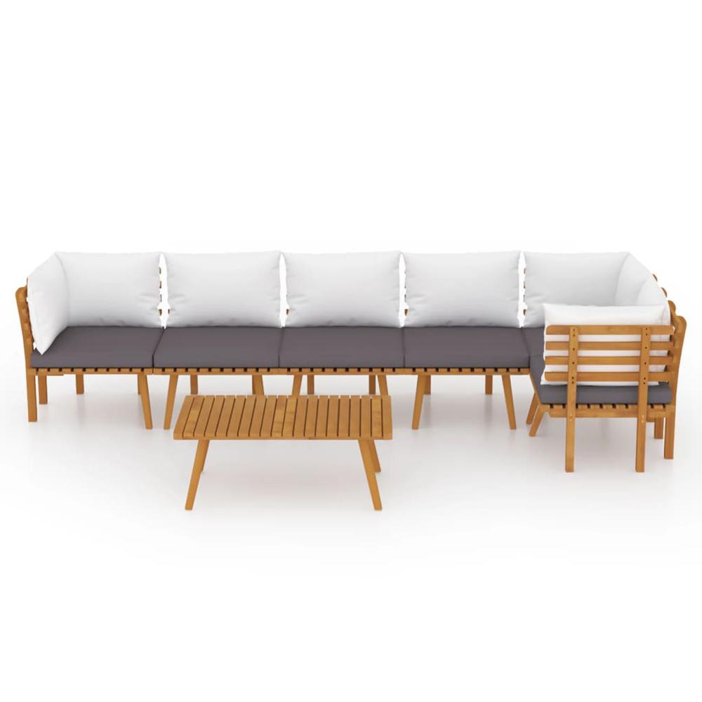 vidaXL 7 Piece Patio Lounge Set with Cushions Solid Acacia Wood, 3087031. Picture 3