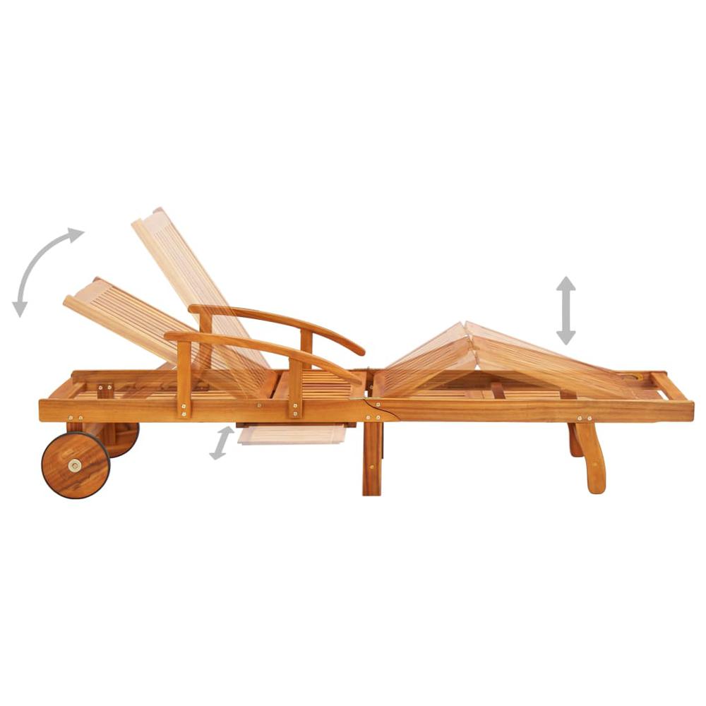 vidaXL 2 Piece Sunlounger Set with Table Solid Acacia Wood. Picture 3