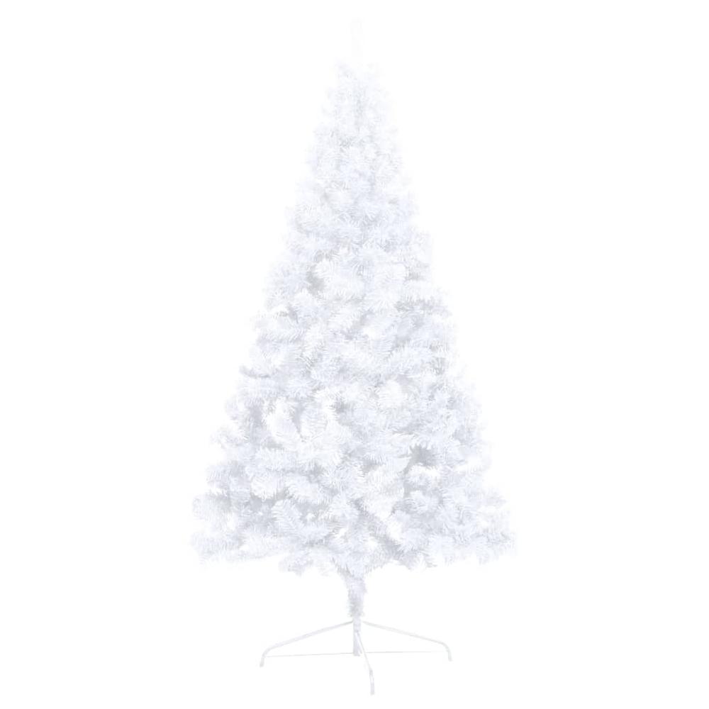 vidaXL Artificial Half Christmas Tree with LEDs&Ball Set White 47.2", 3077482. Picture 4