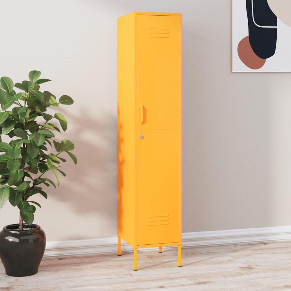 vidaXL Locker Cabinet Mustard Yellow 13.8"x18.1"x70.9" Steel. Picture 1