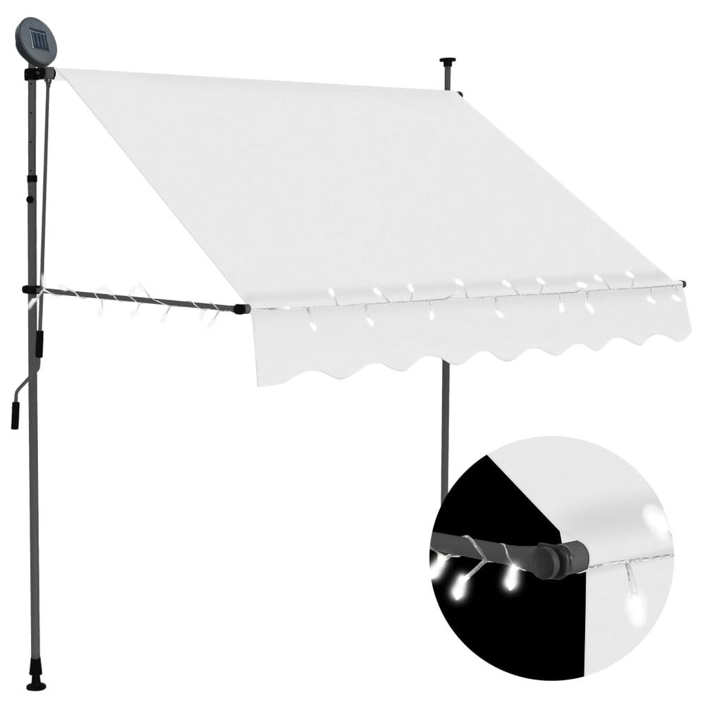 vidaXL Manual Retractable Awning with LED 39.4" Cream. Picture 1