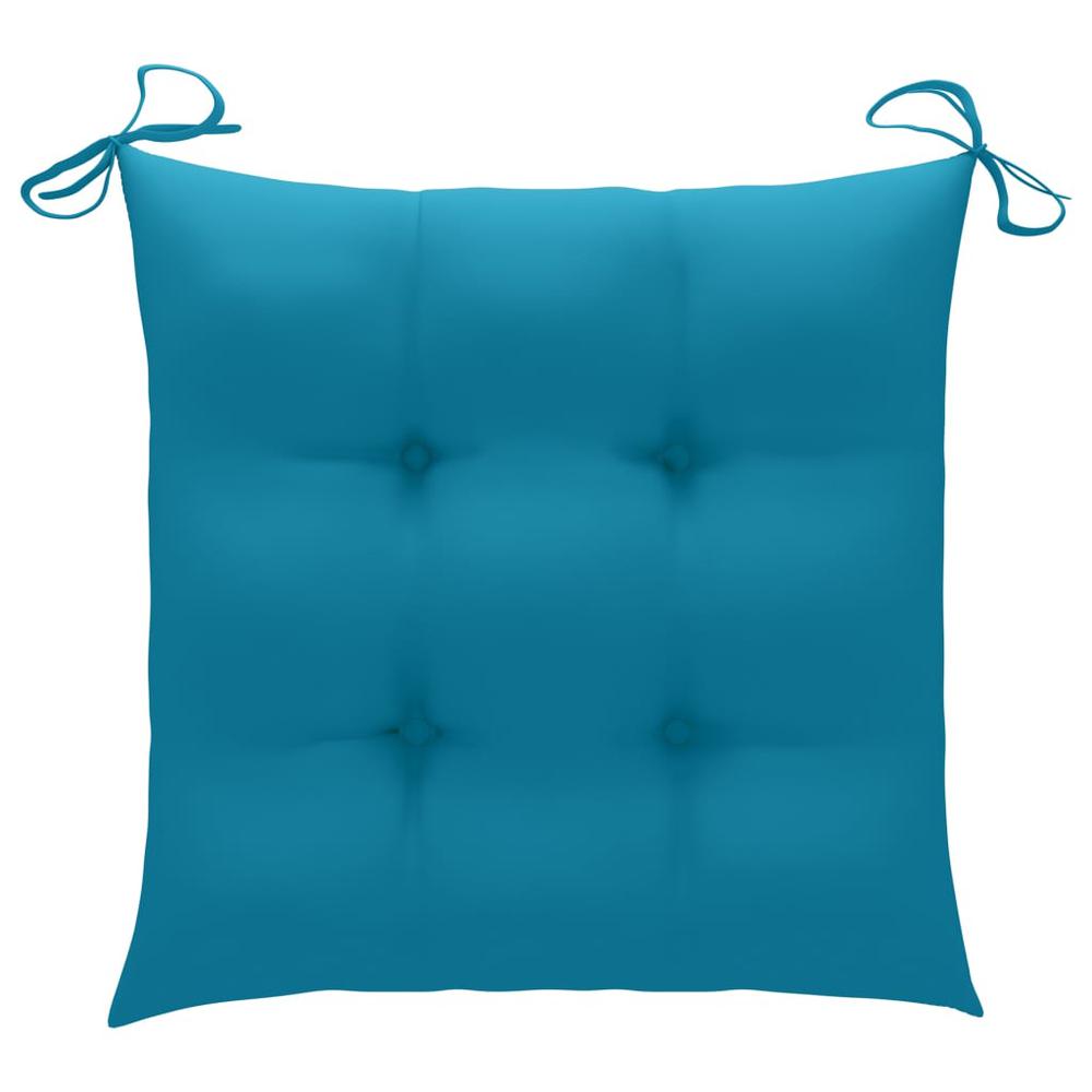 vidaXL Chair Cushions 2 pcs Light Blue 15.7"x15.7"x2.8" Fabric. Picture 2