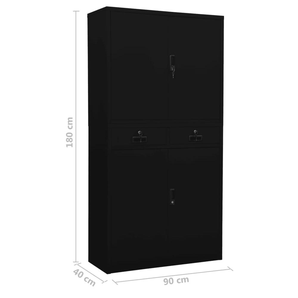 vidaXL Office Cabinet Black 35.4"x15.7"x70.9" Steel, 336419. Picture 11