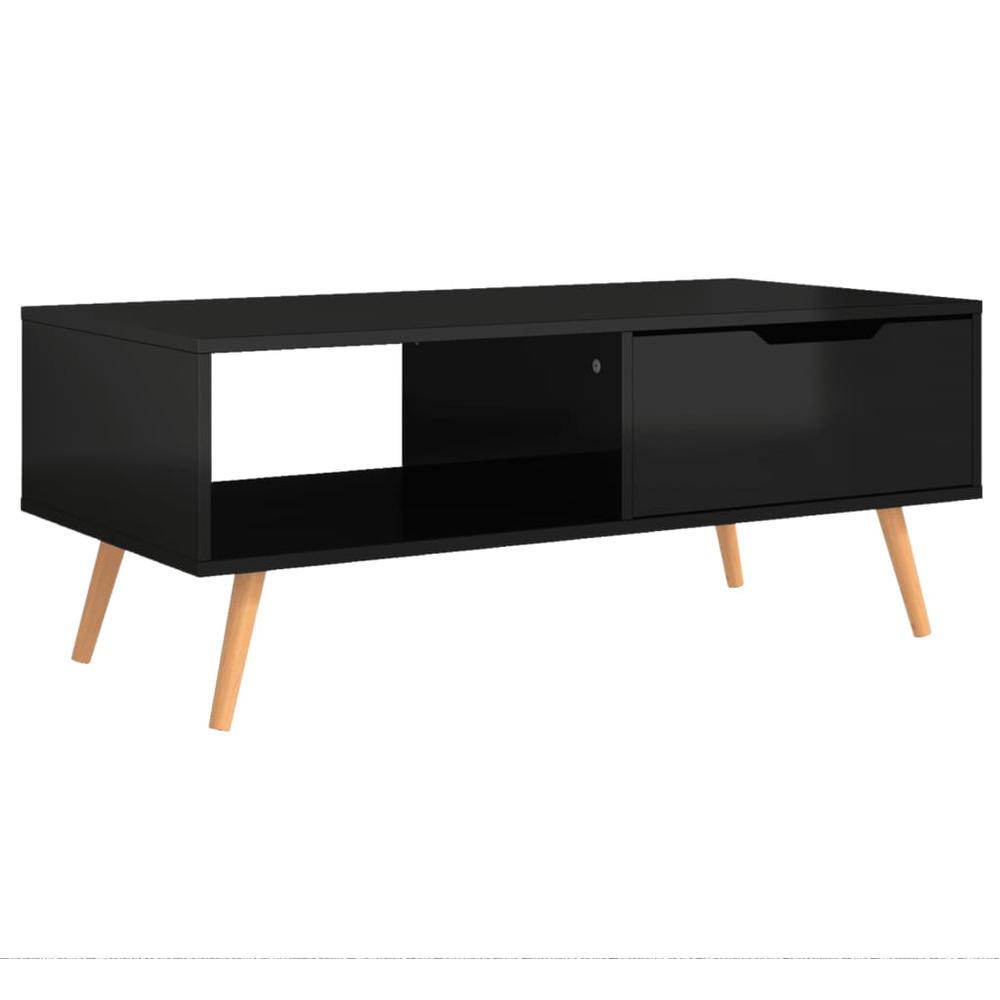 vidaXL Coffee Table High Gloss Black 39.4"x19.5"x16.9" Engineered Wood. Picture 2