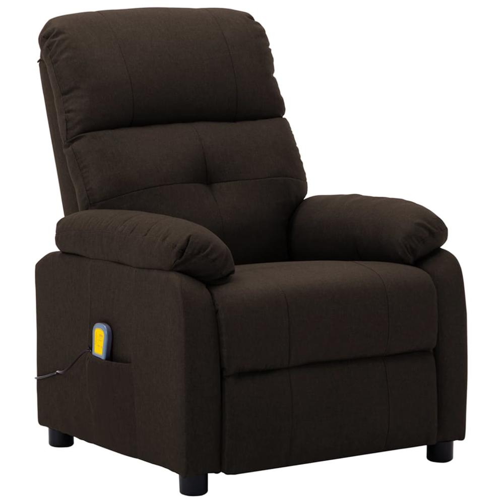 vidaXL Electric Massage Recliner Chair Dark Brown Fabric. Picture 2
