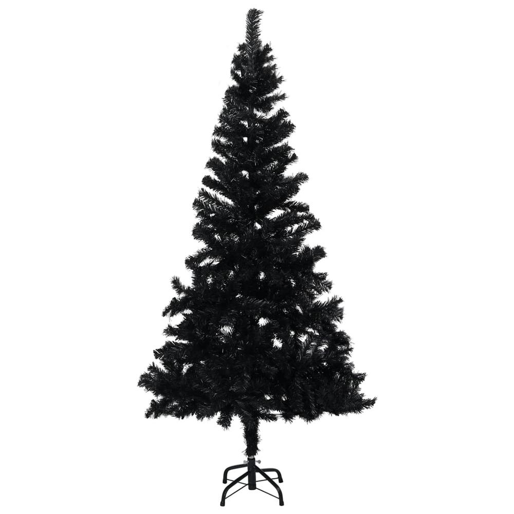 vidaXL Artificial Christmas Tree with Stand Black 59.1" PVC. Picture 1