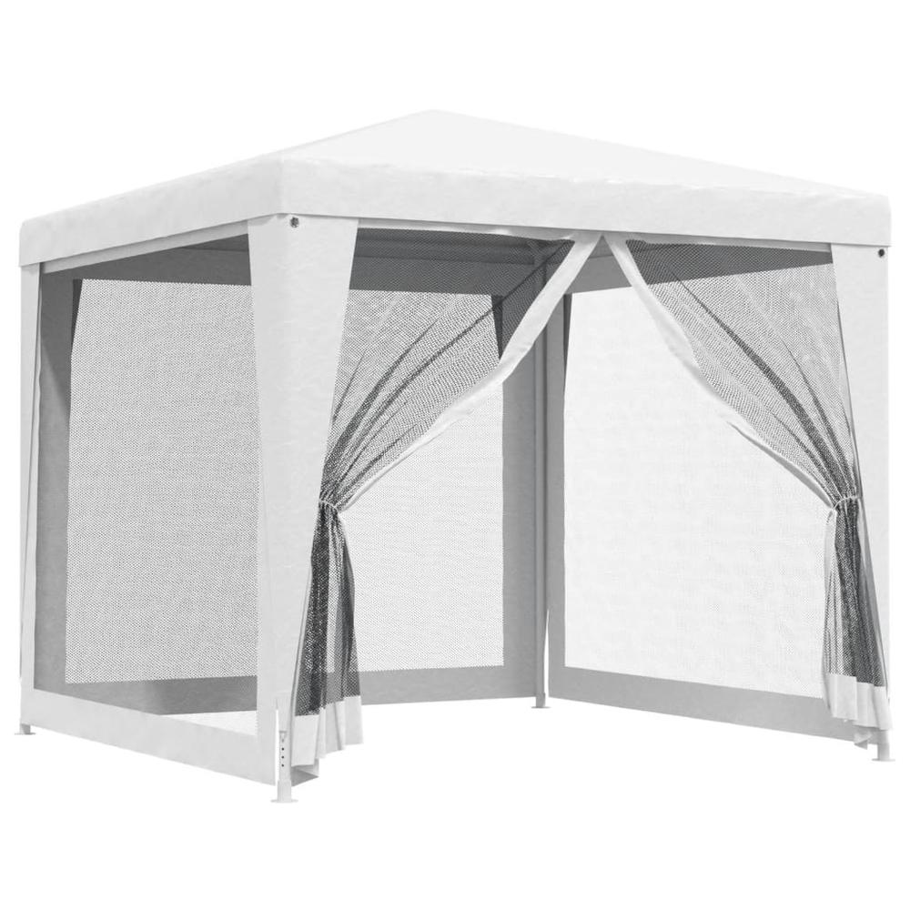 vidaXL Party Tent with 4 Mesh Sidewalls 8.2'x8.2' White. Picture 1
