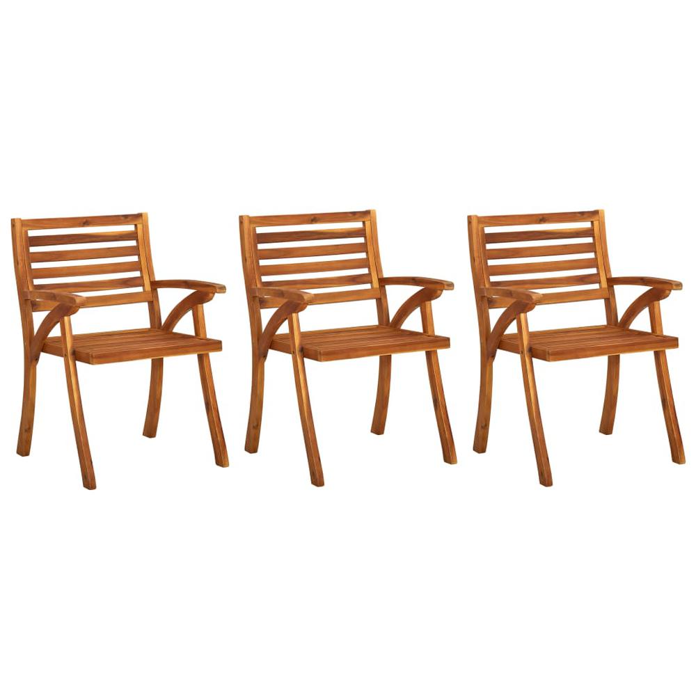 vidaXL Patio Dining Chairs with Cushions 3 pcs Solid Acacia Wood, 3060838. Picture 2