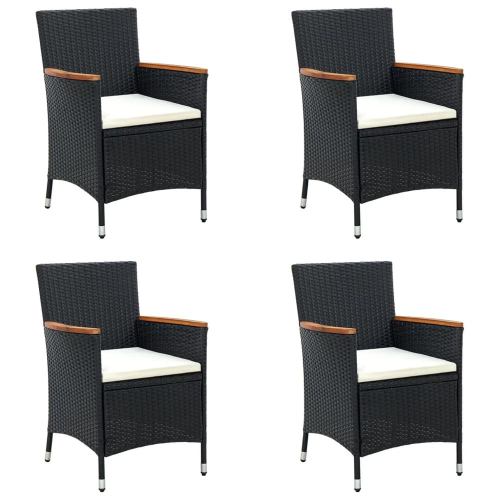 vidaXL Patio Dining Chairs 4 pcs Poly Rattan Black, 316695. Picture 1