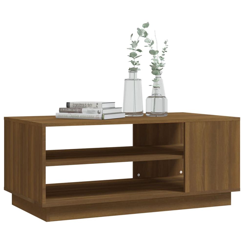 vidaXL Coffee Table Brown Oak 40.2"x21.7"x16.9" Engineered Wood. Picture 4