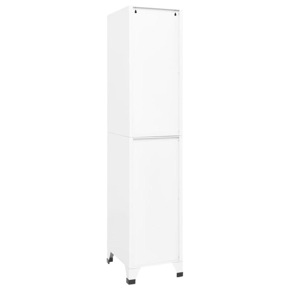 vidaXL Locker Cabinet White 15"x17.7"x70.9" Steel, 339772. Picture 4